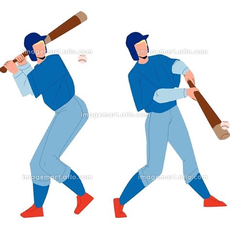 Baseball Player Hit Ball With Bat On Field Vector