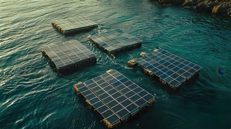 solar panels floating  water premium ai generated image