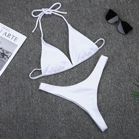 Chicas Brasileñas Trajes De Baño Bikini Copa Pequeña Estilo De Corte Alto Biquini De Playa