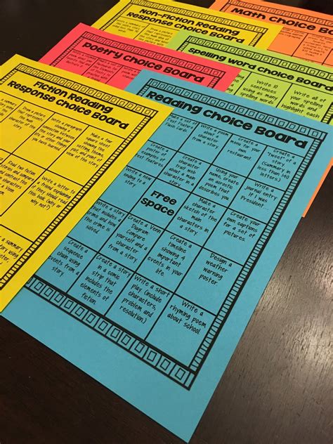 Choice Board Packet Hillarys Teaching Adventures