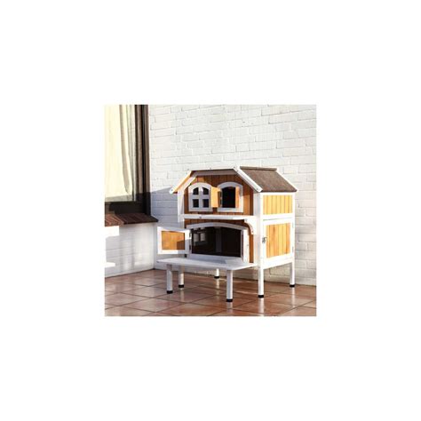 Cat's Cozy Cottage Two Story Wooden House - CatsPlay Superstore