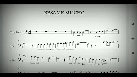 BESAME MUCHO Trombone Sheet Music YouTube