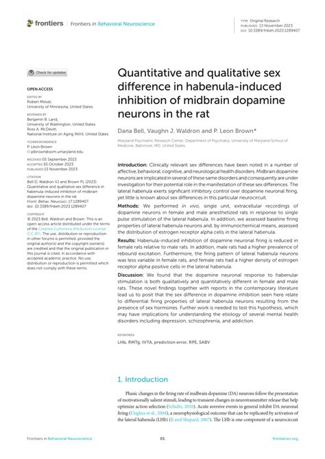 PDF Quantitative And Qualitative Sex Difference In Habenula Induced