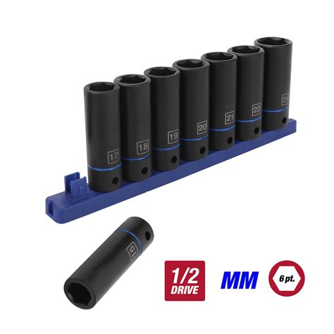 Hyper Tough 9 Piece 1 2 Inch Deep Drive Impact Socket Set MM 41046