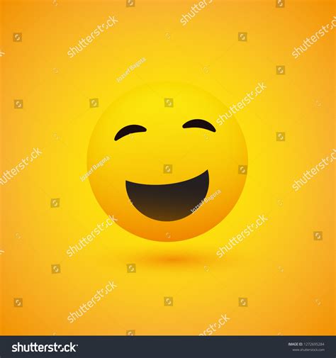 Smiling Emoji Simple Shiny Happy Emoticon Stock Vector (Royalty Free ...