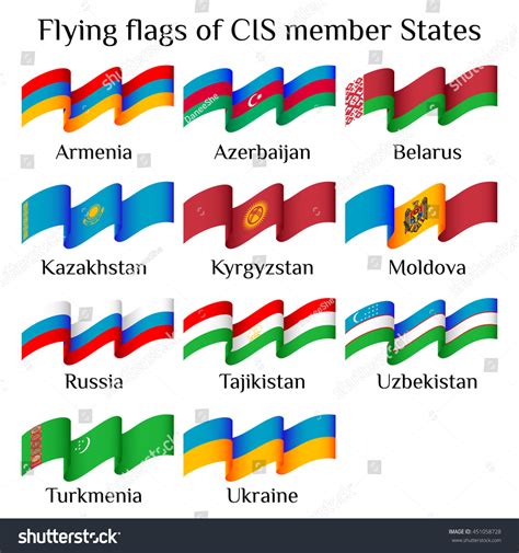 Set Flying Flags Cis Countries Waves: vetor stock (livre de direitos ...