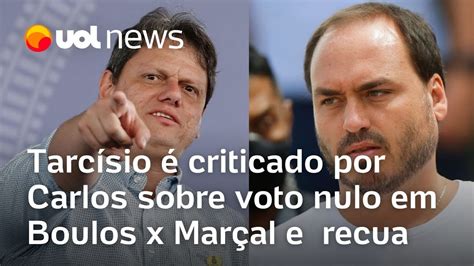 Tarcísio é Criticado Por Carlos Bolsonaro Sobre Voto Nulo Em Caso De