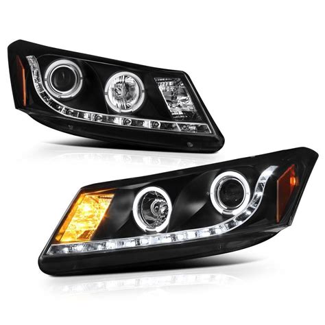 2008 2012 Honda Accord 4dr Sedan Angel Eye Halo And Led Drl Projector Headlights Black