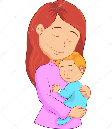 Dibujos Animados Madre Sosteniendo A Su Hijo Vector De Stock