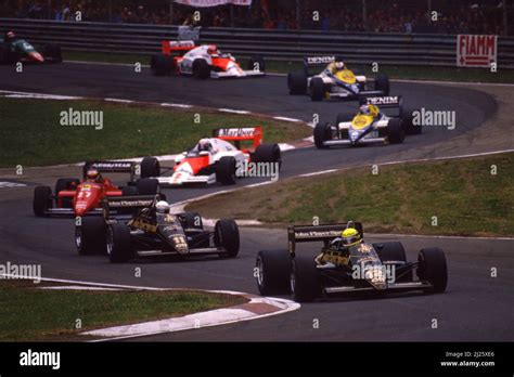 Ayrton Senna Da Silva BRA Lotus 97T Renault Leads Team Mate Elio De