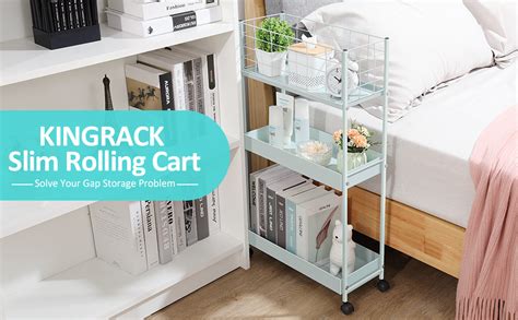 Amazon KINGRACK 3 Tier Rolling Utility Cart With Wheels Metal