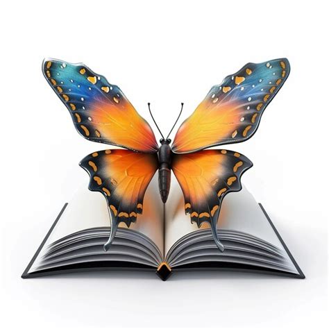 Monarch Butterfly Emerges From The Pages Of A Book Representing The