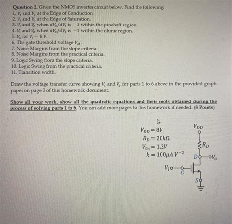 Solved Question 2 Given The NMOS Inverter Circuit Below Chegg