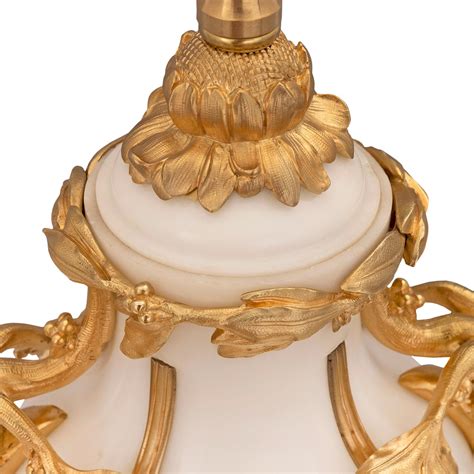 Pair Of French Th Century Louis Xvi Style Marble And Ormolu Lamps For