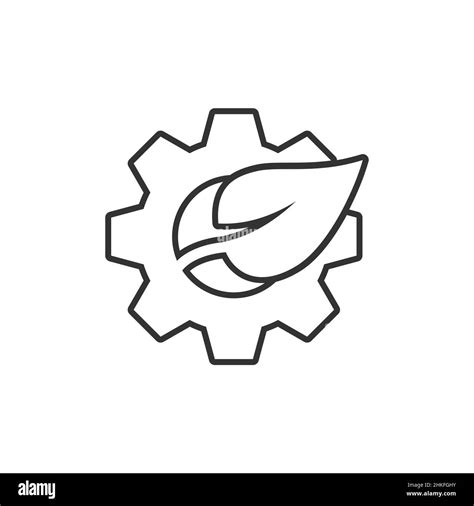 Leaf And Gear Icon In Flat Style Cog With Plant Vector Illustration On