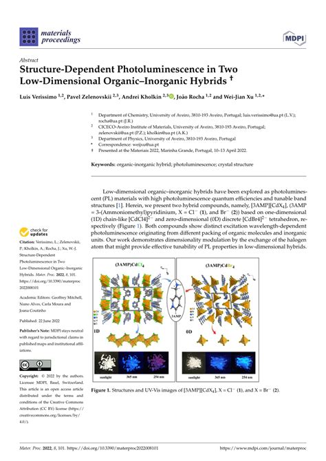 Pdf Structure Dependent Photoluminescence In Two Low Dimensional