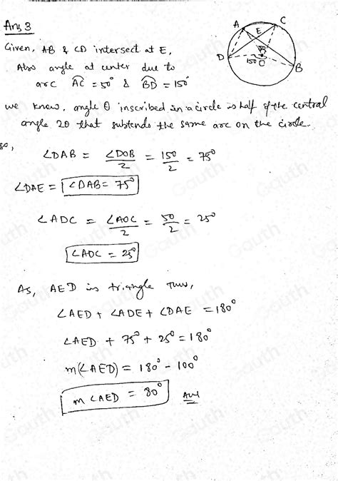 Solved In The Accompanying Diagram Of Circle O Chords Ab And Cd