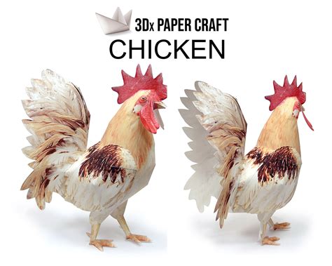 3D Papercraft Chicken PDF Template DIY Origami Simple | Etsy