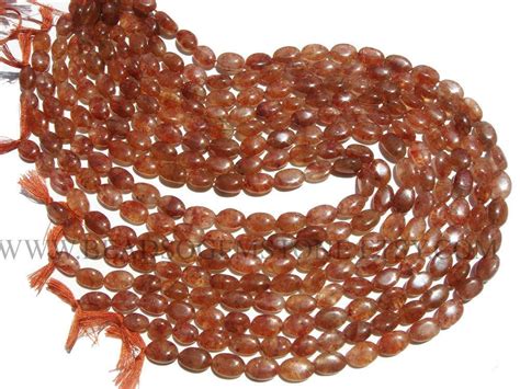 Semiprecious Beads Red Moss Quartz Smooth Oval Quality Aa 65x95