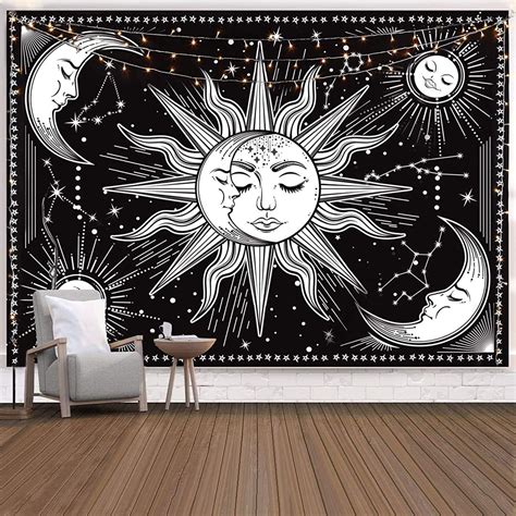 Intdorm Sun And Moon Tapestry Wall Hanging Black And White Tapestry