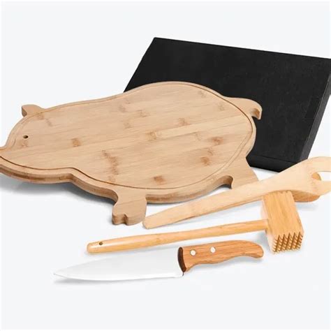 Brinde KIT PARA COZINHA EM BAMBU TÁBUA FORMATO PORCO