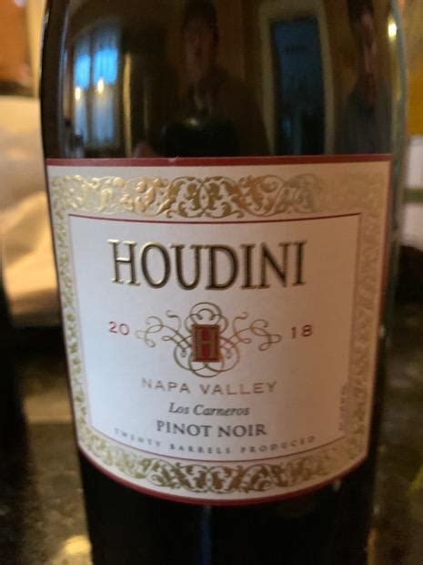 2018 Houdini Pinot Noir Los Carneros USA California Napa Sonoma