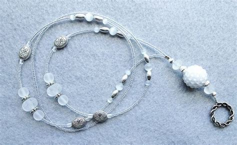 Moonbeam Beaded Lanyard Frosted And Crystal Clear Glass Etsy Beaded