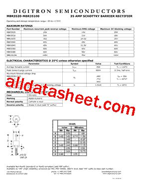 MBR3540 Datasheet PDF Digitron Semiconductors