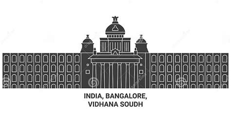 India Bangalore Vidhana Soudh Travel Landmark Vector Illustration