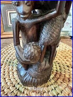 Africa Tree Of Life Carved Ebony Wood Art Sculpture Vintage