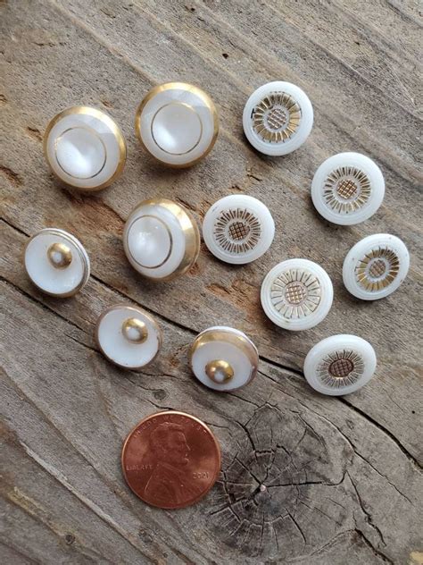 Vintage White Glass Buttons Czech Glass Buttons Moonglow Etsy