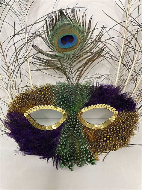 Peacock Feather Masquerade Party Ball Mardi Gras M Gem