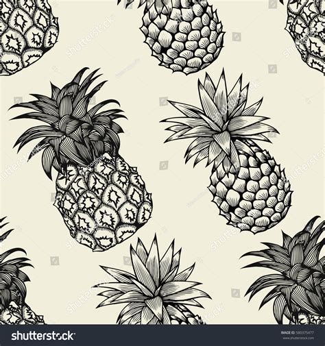 Vector Pineapples Hand Drawn Sketch Vector