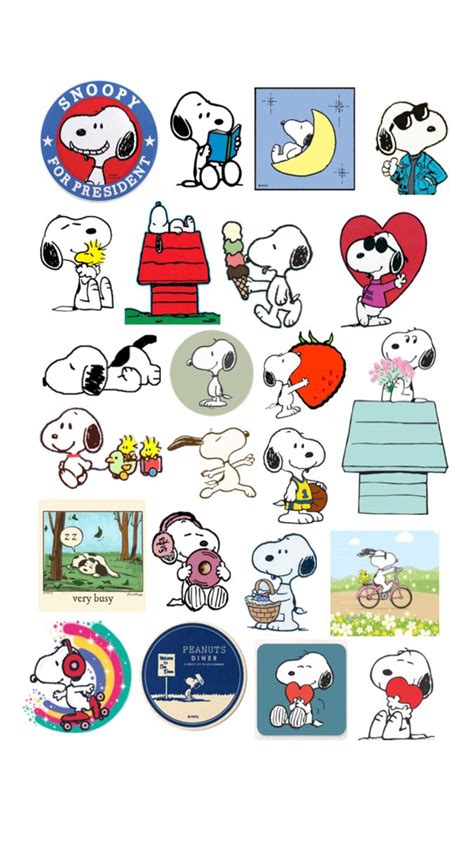 Snoopy en 2024 Pegatinas bonitas Pegatinas imprimibles Diseño de