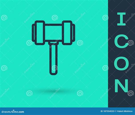 Black Line Judge Gavel Icon Isolated On Green Background Gavel For