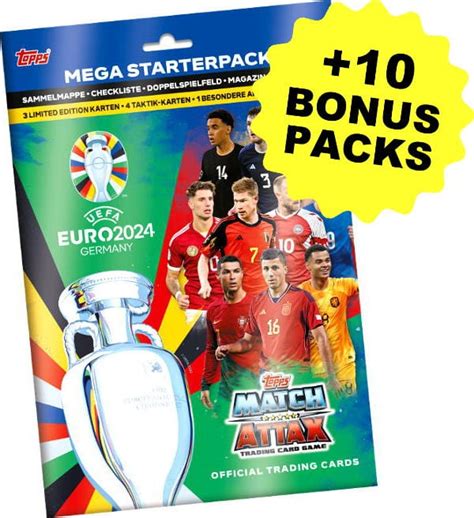 Topps EURO 2024 Match Attax Trading Cards Starterpack 10 Bonus