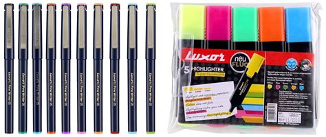 Luxor Finewriter Assorted Color Pack Of 10 Pen 1852 Chisel Point