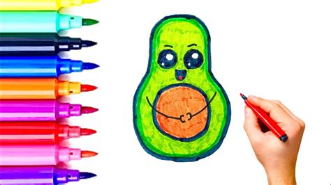 How To Draw A Cute Avocado Lets Draw Raw Together Kids Craft Youtube