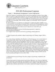 PSY495 RS T1 Benchmark CareerExploration Docx PSY 495 Professional