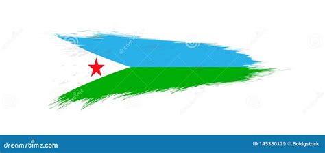 Bandera De Djibouti En Movimiento Del Cepillo Del Grunge Ilustraci N