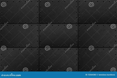 Dark Grunge Seamless Metal Plate Texture With Rivet Stock Vector