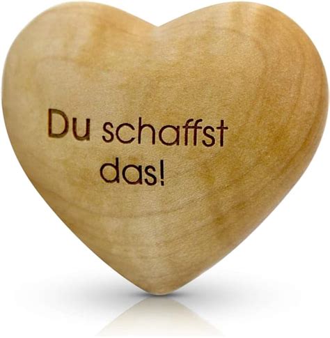 Amazon De Holz Herz Handschmeichler Mit Du Schaffst Das Gl Cksstein