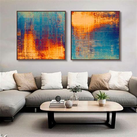 Quadros Decorativos Em Tecido Canvas Abstrato Azul E Dourado