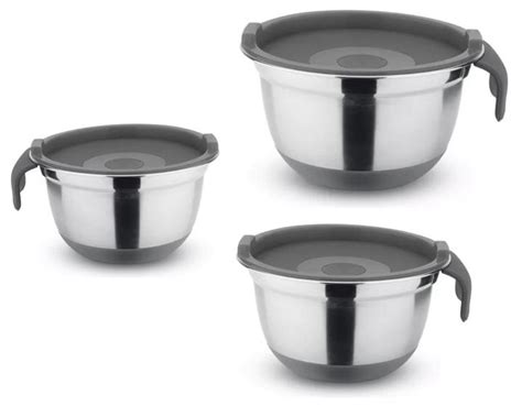 Conjunto Bowl Pote Tigela Antiderrapante Tampa 3 Pç Inox JAMES F