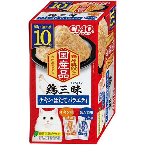 Jp Ciao チャオ 鶏三昧 チキン・ほたてバラエティ 60g×10袋 ペット用品