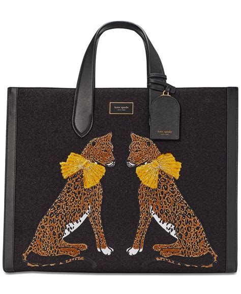 Kate Spade New York Manhattan Lady Leopard Embroidered Fabric Large