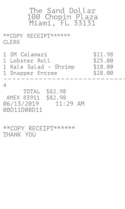 Itemized Restaurant Copy Maker