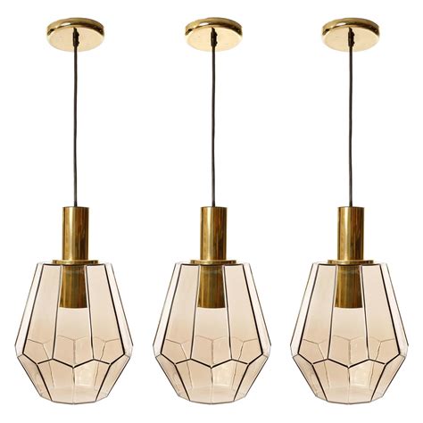 Set Of Three Smoked Glass Globe Pendant Lights At 1stdibs