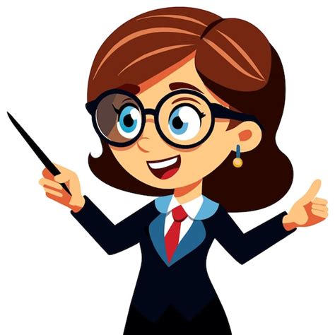 Female Teacher Hand Drawn Flat Stylish Cartoon Sticker Icon Concept