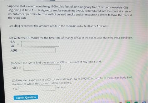 Solved Suppose That A Room Containing Cubic Feet Of Air Chegg